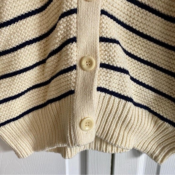 Alex Mill Nico Crewneck Cotton Cardigan Sweater Ivory Navy XS - Picture 8 of 11